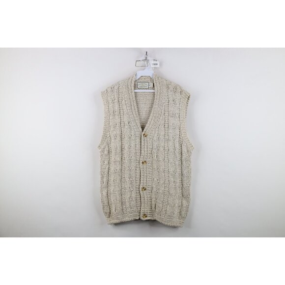Vtg 90s American Eagle Outfitters Mens Medium Chunky Cable Knit Sweater Vest USA - Picture 1 of 9